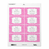 hete roze Damask Water Fles gunst u aanpassen Etiket (Full Sheet)
