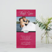 Hete roze diamanten bruiloft dank u fotokaart bedankkaart (Staand voorkant)