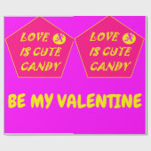 Hete roze en bananengele Valentijnse Cadeaupapier (Vlak)