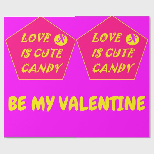 Hete roze en bananengele Valentijnse Cadeaupapier (Vlak)