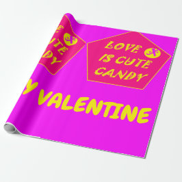 Hete roze en bananengele Valentijnse Cadeaupapier
