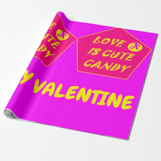 Hete roze en bananengele Valentijnse Cadeaupapier (Uitgerold)