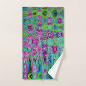 Hete Roze en Blauwe Groovy Abstracte Retro Waves Bad Handdoek (Handdoek)