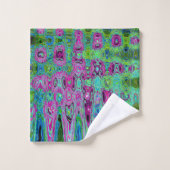 Hete Roze en Blauwe Groovy Abstracte Retro Waves Bad Handdoek (Wasdoekje)