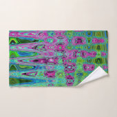 Hete Roze en Blauwe Groovy Abstracte Retro Waves Bad Handdoek (Handdoek)