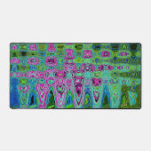 Hete Roze en Blauwe Groovy Abstracte Retro Waves Bureaumat (Voorkant)