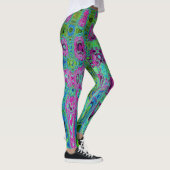 Hete Roze en Blauwe Groovy Abstracte Retro Waves Leggings (Rechts)