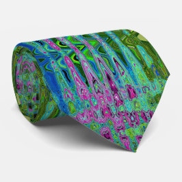 Hete Roze en Blauwe Groovy Abstracte Retro Waves Stropdas