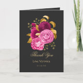 Hete roze en gouden bloem bedankkaart (Voorkant)