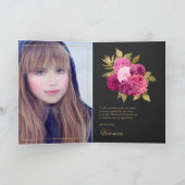 Hete roze en gouden bloem bedankkaart (Binnen)