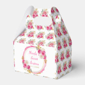 Hete roze en gouden elegante bloemen Sweet Sixteen Bedankdoosjes (Achterkant)