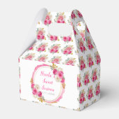 Hete roze en gouden elegante bloemen Sweet Sixteen Bedankdoosjes (Voorkant Zijde)