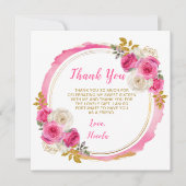 Hete roze en gouden elegante bloemen Sweet Sixteen Bedankkaart (Voorkant)