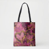 HETE ROZE EN GOUDEN GLITTER KIJKEN VALENTIJN HARTE TOTE BAG (Voorkant)