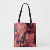 HETE ROZE EN GOUDEN GLITTER KIJKEN VALENTIJN HARTE TOTE BAG (Voorkant)