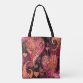 HETE ROZE EN GOUDEN GLITTER KIJKEN VALENTIJN HARTE TOTE BAG (Achterkant)