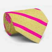 Hete Roze en Gouden Streep Stropdas (Opgerold)