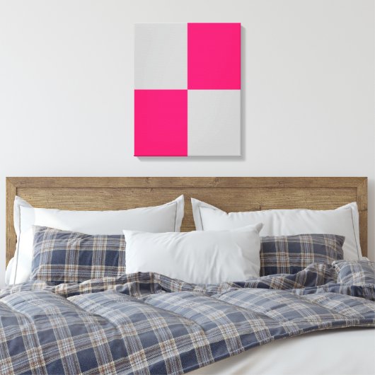 Hete Roze en Grijze Kleurenblokken Canvas Afdruk (Insitu (Slaapkamer))