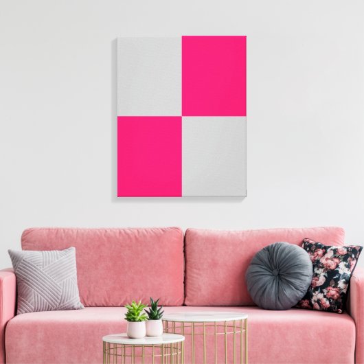 Hete Roze en Grijze Kleurenblokken Canvas Afdruk (Insitu (Woonkamer))