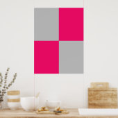Hete Roze en Grijze Kleurenblokken Poster (Keuken)