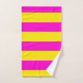 Hete roze en kanariegele strepen bad handdoek (Handdoek)