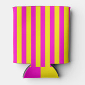 Hete roze en kanariegele strepen blikjeskoeler (Voorkant)