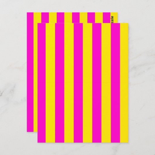 Hete roze en kanariegele strepen briefkaart (Voorkant / Achterkant)