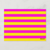 Hete roze en kanariegele strepen briefkaart (Achterkant)