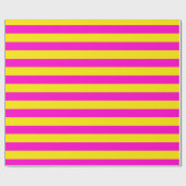Hete roze en kanariegele strepen cadeaupapier (Vlak)