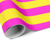 Hete roze en kanariegele strepen cadeaupapier (Rol Hoek)