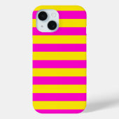 Hete roze en kanariegele strepen Case-Mate iPhone case (Achterkant)
