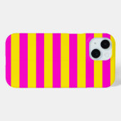 Hete roze en kanariegele strepen Case-Mate iPhone case (Achterkant (horizontaal))