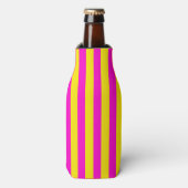 Hete roze en kanariegele strepen flesjeskoeler (Fles Voorkant)