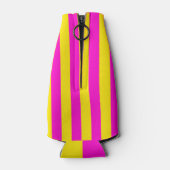 Hete roze en kanariegele strepen flesjeskoeler (Achterkant)