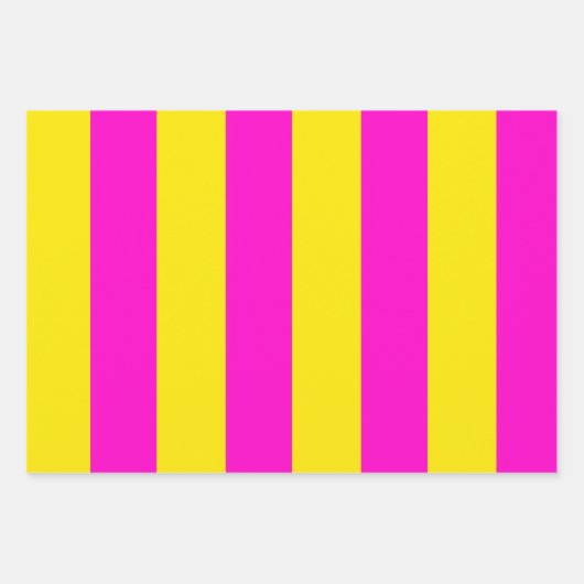 Hete roze en kanariegele strepen inpakpapier vel (Voorkant 3)