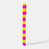 Hete roze en kanariegele strepen iPhone 15 case (Rechterkant)