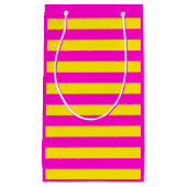 Hete roze en kanariegele strepen klein cadeauzakje (Voorkant)