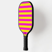 Hete roze en kanariegele strepen pickleball paddle (Links)