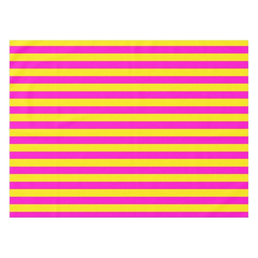 Hete roze en kanariegele strepen tafelkleed (Voorkant (Horizontaal))