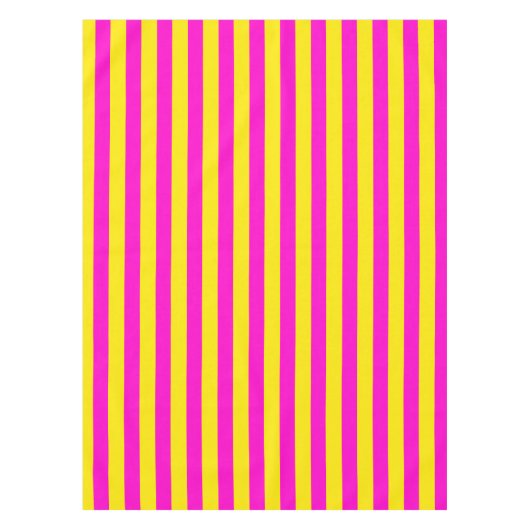 Hete roze en kanariegele strepen tafelkleed (Voorkant)