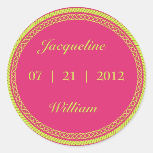 Hete Roze en Limoen Geen Fluorescerende/Neonetiket Ronde Sticker (Voorkant)