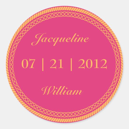 Hete Roze en Oranje Fluorescerende/Neonetiketten Ronde Sticker (Voorkant)