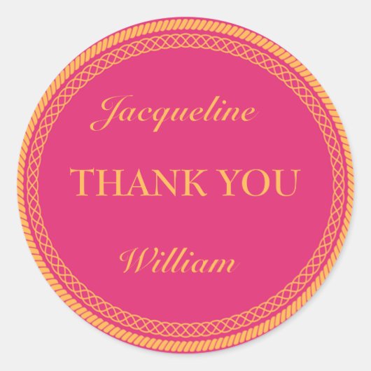 Hete Roze en Oranje Fluorescerende/Neonetiketten Ronde Sticker (Voorkant)