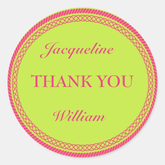 Hete Roze en Oranje Fluorescerende/Neonetiketten Ronde Sticker (Voorkant)