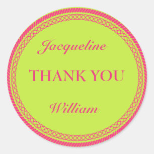 Hete Roze en Oranje Fluorescerende/Neonetiketten Ronde Sticker