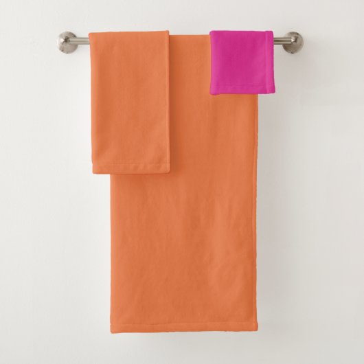 Hete roze en Oranje kleurenblokken Bad Handdoek (Insitu)