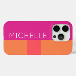 Hete roze en Oranje kleurenblokken iPhone 15 Pro Case