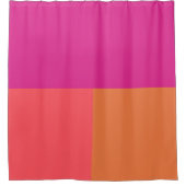 Hete roze en Oranje kleurenblokken Douchegordijn (Voorkant)