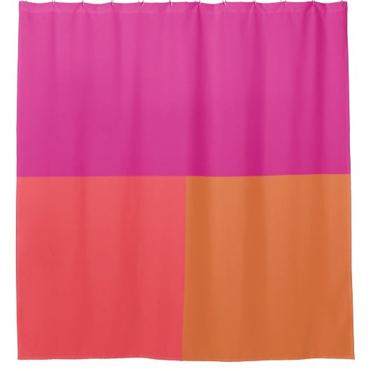 Hete roze en Oranje kleurenblokken Douchegordijn (Voorkant)