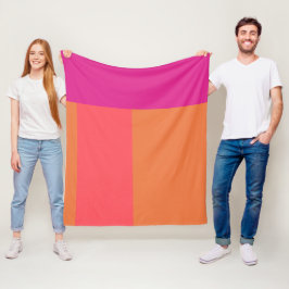 Hete roze en Oranje kleurenblokken Fleece Deken